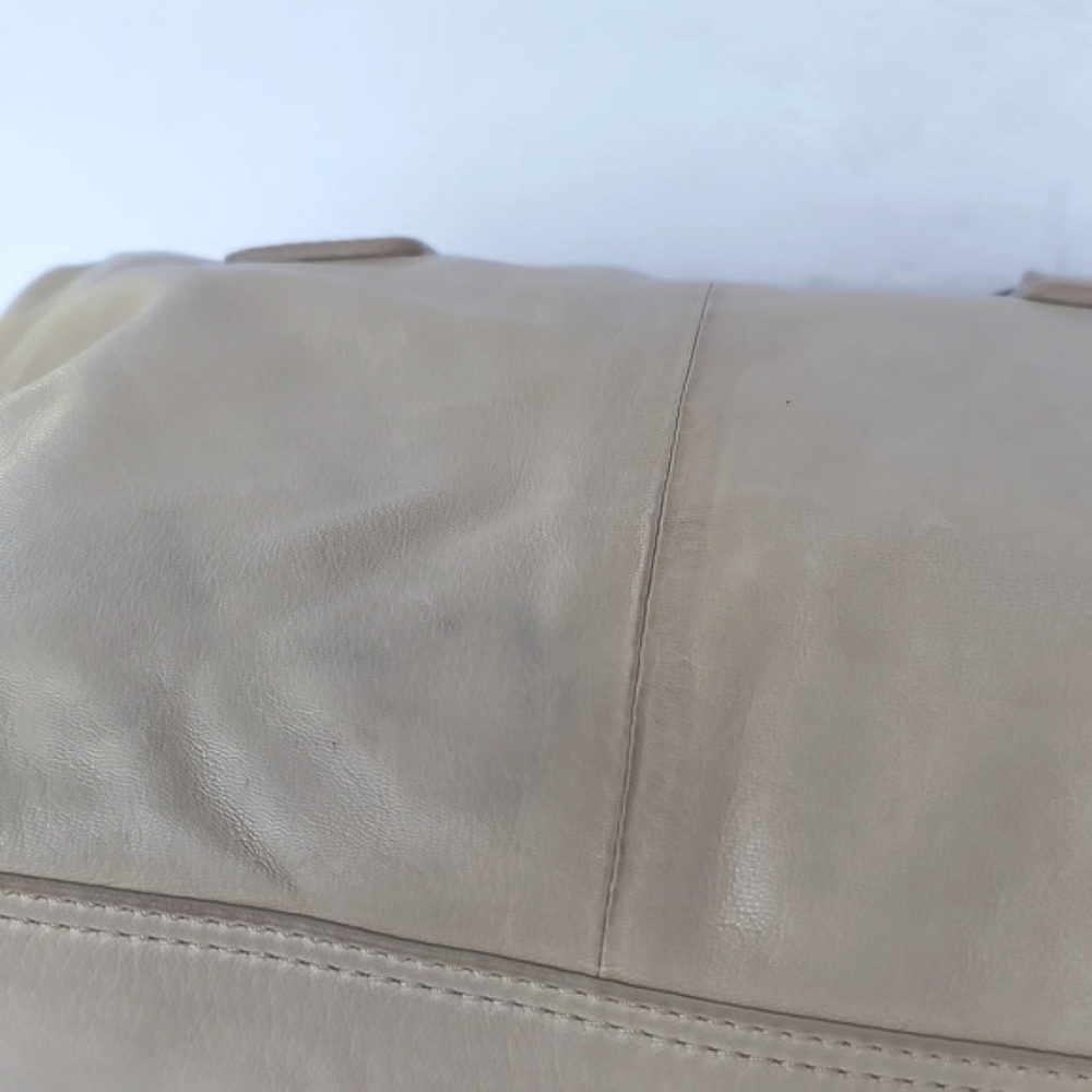 HINGE Floral Tan Suede Leather Shoulder Satchel Bag - Picture 6 of 9
